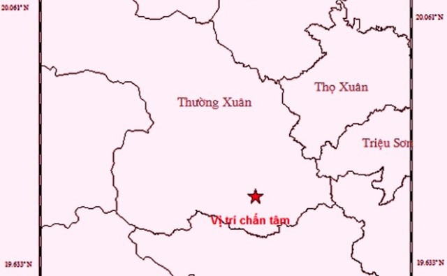 
Bản đồ chấn tâm trận động đất (Ảnh Viện vật lý địa cầu)
