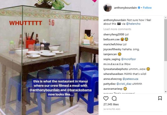 Bức hình chụp từ trên trang Instagram của đầu bếp Anthony Bourdain.