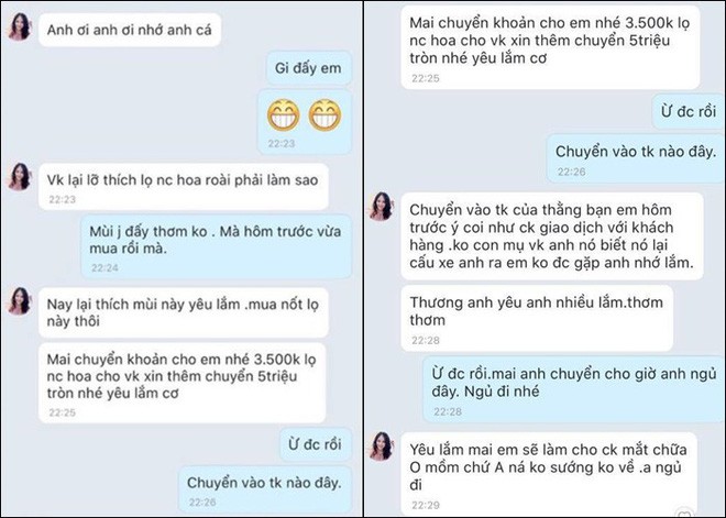 ... được cho là à ơi với chồng người, xin 5 triệu mua nước hoa.