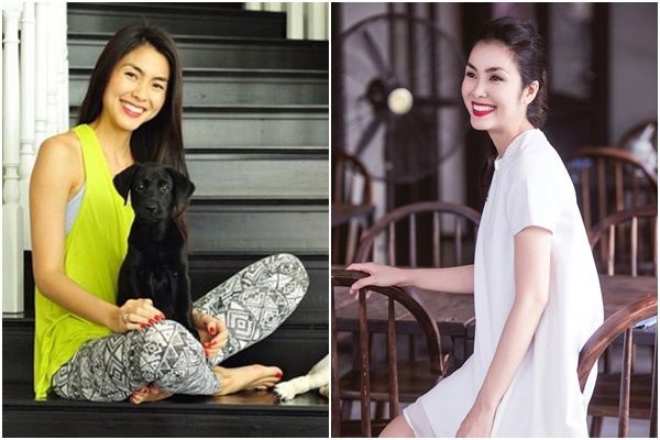 Bà mẹ 2 con Tăng Thanh Hà ở ngoài thì sang trọng vậy thôi chứ ở nhà lại đơn giản, thoải mái thế này đây.