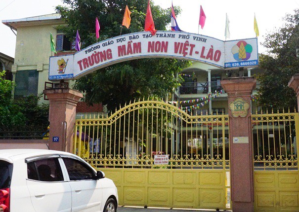 Trường mầm non Việt-Lào nơi xảy ra vụ việc.