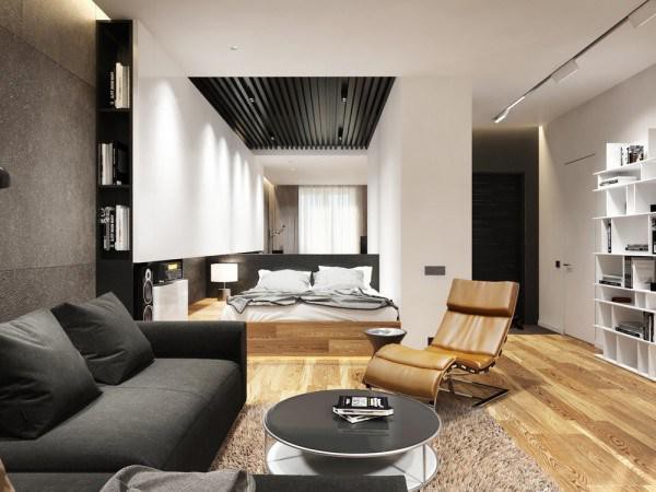 Việc không sử dụng tường hay vách ngăn lại khiến cho căn hộ được cơi nới rộng rãi hơn, không gian trong căn hộ trải dài giữa các khu vực.