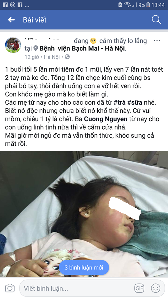 Dòng trạng thái được chị H.T.H chia sẻ. Ảnh chụp facebook