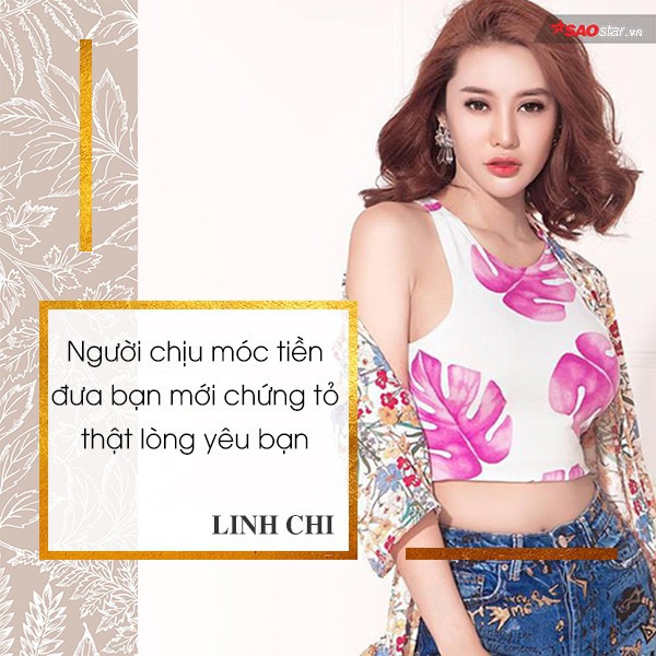 Linh Chi thẳng thắn bày tỏ quan điểm trong chuyện tiền bạc và tình yêu.