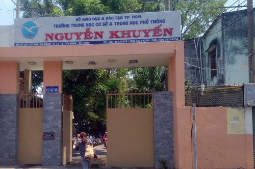 Trường THCS-THPT Nguyễn Khuyến, nơi xảy ra sự việc nam sinh tự tử vì áp lực học tập. Ảnh: Lê Nam.