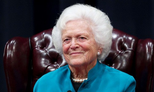 Cựu đệ nhất phu nhân Mỹ Barbara Bush hồi năm 2011. Ảnh: ABC News.