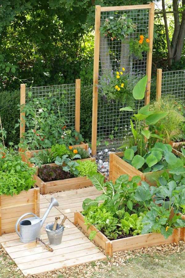 Tận dụng pallet để làm nền cho một phần lối đi trong mảnh vườn nhỏ, tạo khung để trồng rau. Ý tưởng đơn giản này luôn nhận được sự ủng hộ của các chủ vườn bởi vẻ đẹp gần gũi, mộc mạc của nó.