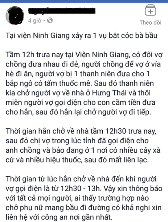 Thông tin trên mạng xã hội chia sẻ về sự việc. Ảnh: Đ.Tùy