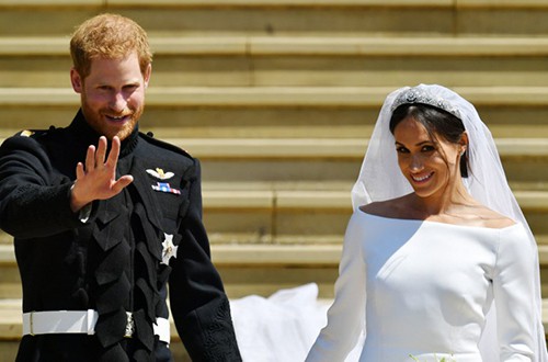 Hoàng tử Harry và vợ Meghan Markle trong hôn lễ ngày 19/5.