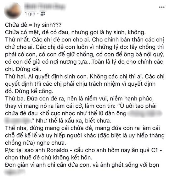 
Dòng trạng thái trên trang cá nhân của chàng trai được chia sẻ lại gây tranh cãi lớn. (Ảnh chụp màn hình)
