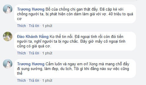 
Chị em sôi nổi bình luận, đưa ra các cao kiến cho cô vợ trẻ.
