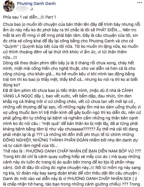 Phương Oanh bức xúc khi bị chính những người cô làm việc cùng hàng ngày nói xấu.