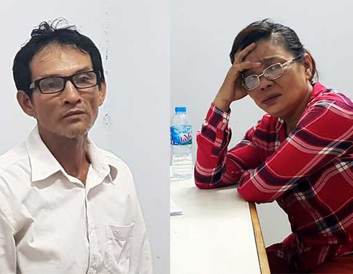 Dũng và Oanh tại cơ quan điều tra. Ảnh: T.L.