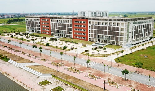 Cơ sở ở khu đại học phố Hiến (Hưng Yên) của trường Đại học Thủy lợi rộng hơn 56ha gồm 2 khối giảng đường và một ký túc xá hiện đại. Ảnh: Giang Huy.