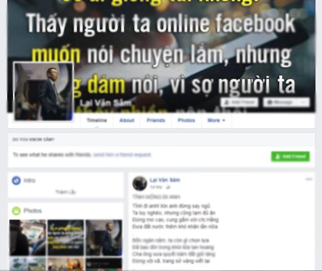 Facebook giả mạo nhà báo Lại Văn Sâm