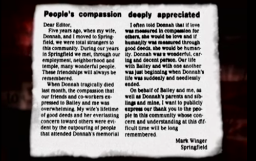 
Bức thư cảm ơn của Mark được đăng trên báo.
