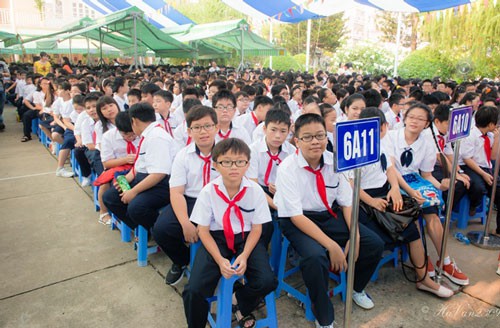 Lễ khai giảng của trường Trung học Thực hành Sài Gòn. Ảnh: thuchanhsaigon.edu.vn