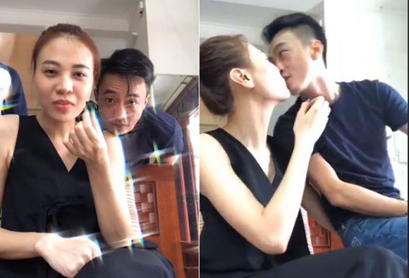 Cường Đô la và Đàm Thu Trang công khai khóa môi nhau