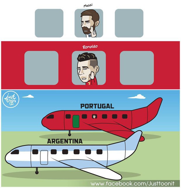 Hai chiếc phi cơ đưa Messi và Ronaldo sớm rời khỏi nước Nga.