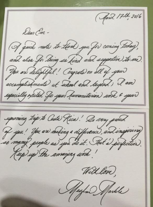 Bức thư tay Công nương Meghan từng gửi cho người hâm mộ vào năm 20016