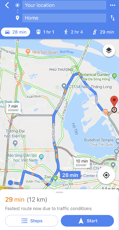 
Tính năng xem bản đồ giao thông thời gian thực xuất hiện trở lại trên Google Maps của iOS nhưng chế độ dẫn đường xe máy chưa có như trên Android.
