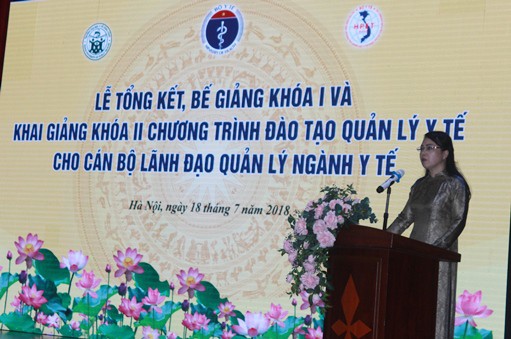 
PGS.TS. Nguyễn Thị Kim Tiến, Bộ trưởng Bộ Y tế phát biểu tại buổi lễ.
