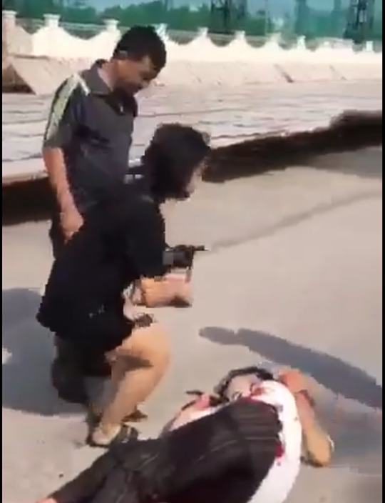Hình ảnh nữ sinh bị bạn học dùng dao đâm trọng thương trong công viên Hoàng Hoa Thám tại TP. Bắc Giang. Ảnh: TL