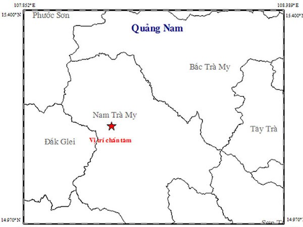 
Động đất liên tiếp tại hai huyện Bắc Trà My và Nam Trà My, tỉnh Quảng Nam. ẢNh: Viện vật lý địa cầu
