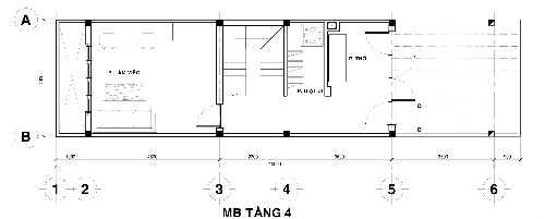 Tầng 4 gồm sân vườn phía ngoài, tiếp đó là phòng thờ nhìn ra sân vườn, rồi đến phòng giặt ủi, cầu thang, phòng làm việc cạnh giếng trời.