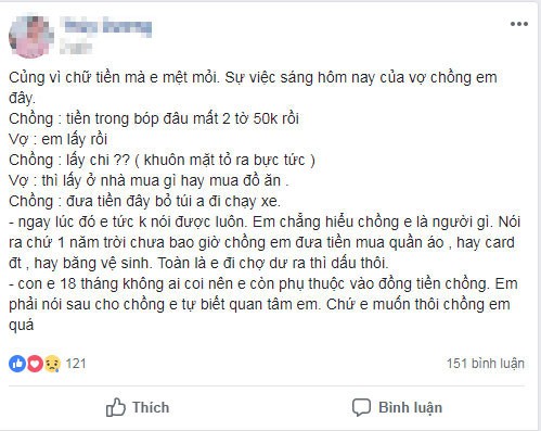 Tâm sự của chị T.D nhận được nhiều ý kiến trái chiều. Ảnh chụp màn hình
