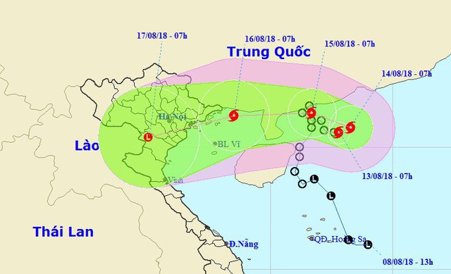 
Bản đồ hướng đi của bão số 4.     Ảnh: TTXVN
