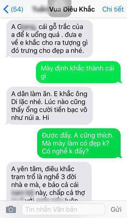 Một cậu em có tên gọi Vua điêu khắc gợi ý cho anh chàng nên khắc một bức tượng Di Lặc.