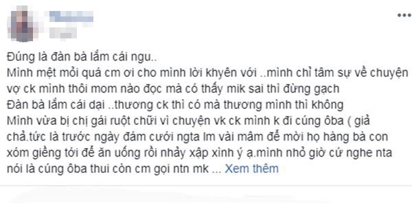 
Tâm sự của người vợ nhận được nhiều lời khuyên từ cư dân mạng. Ảnh chụp màn hình
