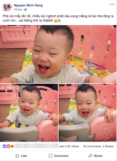 Hình ảnh cậu bé Peter ngồi trong cũi vui vẻ cười toét miệng được chia sẻ lên mạng xã hội. Ảnh chụp màn hình.