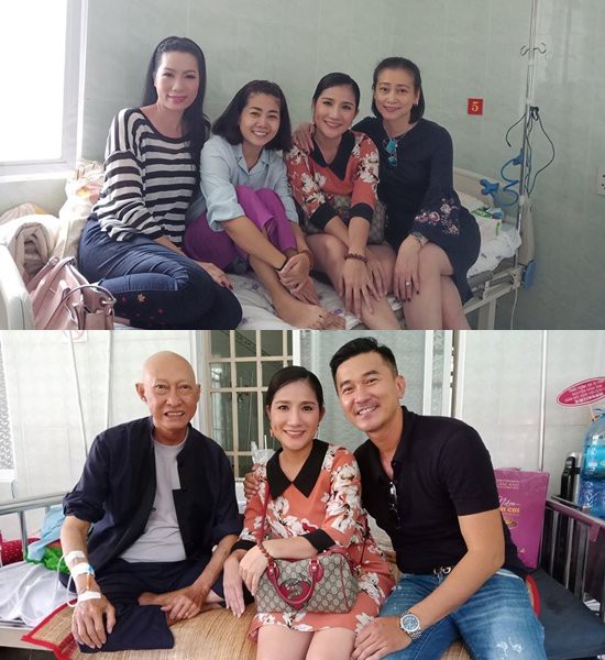 Nghệ sĩ Cát Tường, Á hậu Trịnh Kim Chi vào thăm nghệ sĩ Lê Bình và diễn viên Mai Phương đang điều trị cùng khoa.