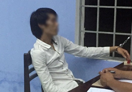 K. bị công an tạm giữ hình sự. Ảnh: Công Thành.