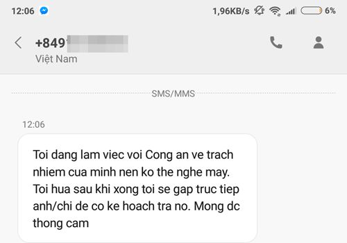 Hầu hết cuộc gọi đến số m&aacute;y của &ocirc;ng Ho&agrave;ng Ngọc trưa 1/9 đều nhận được tin nhắn trả lời n&agrave;y. Ảnh: Anh T&uacute;