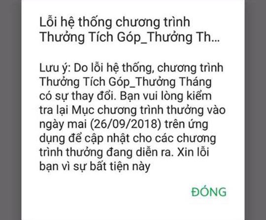 
Ngày 26/9 vừa qua, tất cả tài xế đối tác của Grab tại Hà Nội đều nhận được thông báo lỗi hệ thống chương trình thưởng từ phía Grab.
