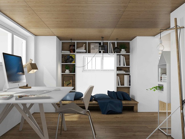 Các không gian công cộng đã sử dụng nhiều cây xanh nên khi thiết kế đến không gian cá nhân kiến trúc sư đã tiết chế lại để không gian này đơn giản hơn.