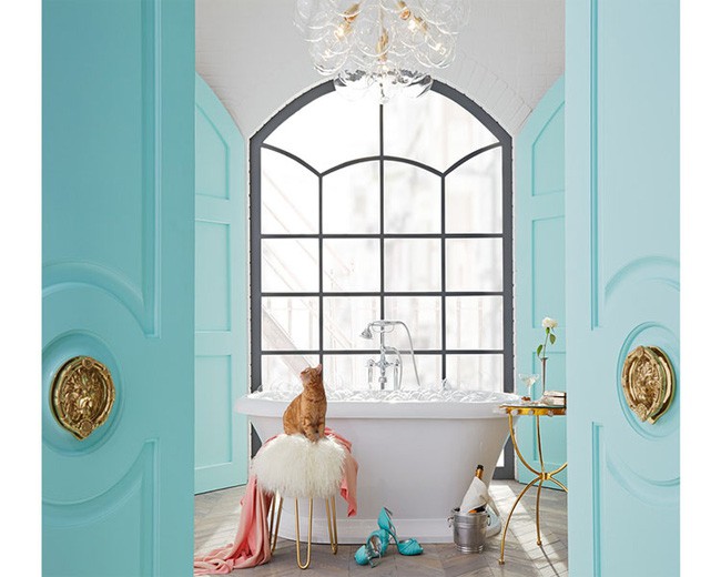 Mẫu nhà tắm đầy vẻ nữ tính khiến chị em yêu thích không thôi.