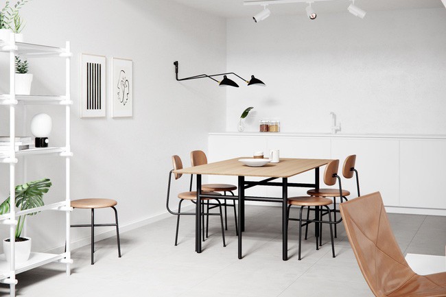 Tranh treo tường với màu đơn sắc, phù hợp với không gian chung tạo nên sự liên kết ăn ý cùng vẻ đẹp tinh tế cho căn hộ nhỏ này.