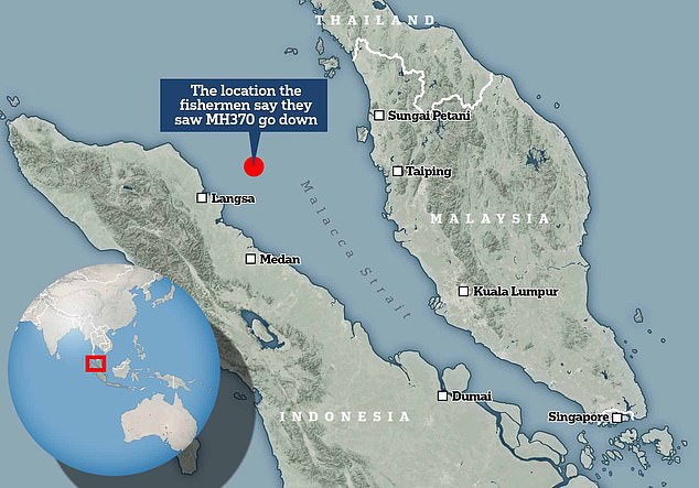 Vị trí ông Khusmin khẳng định là nơi Mh370 rơi. (Ảnh: Daily Mail)