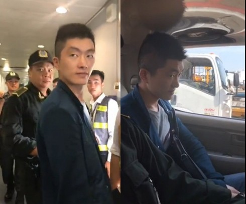 
Hành khách Trung Quốc sau khi bị phát hiện trộm đồ trên máy bay. Ảnh: VOV

