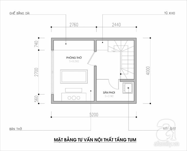 Mặt bằng tư vấn tầng tum.