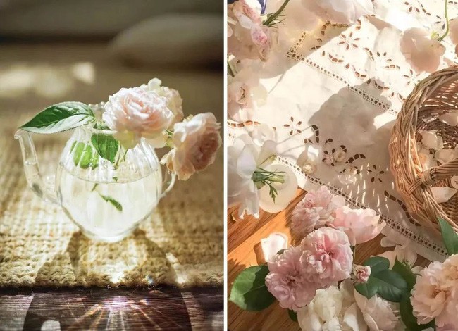 Những lọ hoa cắm ngẫu hứng từ hoa hái trong vườn.