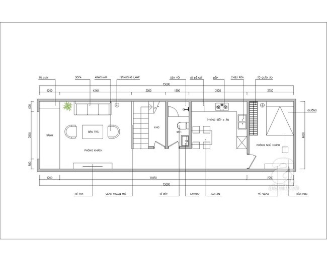 Mặt bằng tư vấn tầng trệt.