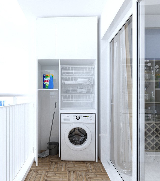 Không gian sân phơi và giặt quần áo.