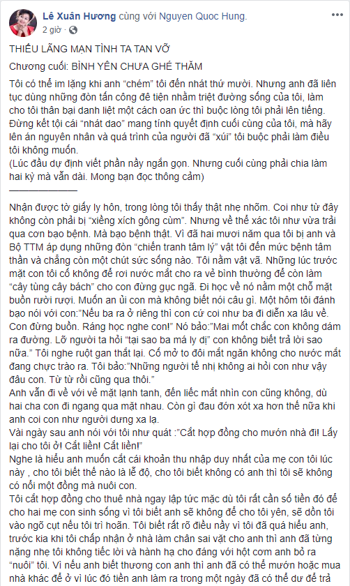 NS Xuân Hương tung chương cuối tự truyện về Thanh Bạch: Anh đã liên tục dùng những đòn tấn công đê tiện nhằm triệt đường sống của tôi - Ảnh 4.