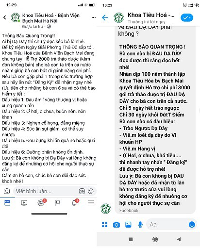 Bệnh viện Bạch Mai lên tiếng chuyện miễn phí trà thảo dược trị dứt bệnh dạ dày - Ảnh 1.