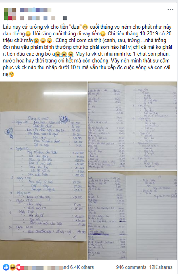 Sợ vợ đi nuôi trai vì tháng nào cũng nộp sạch lương vẫn kêu thiếu, nhìn bảng thu chi 20 triệu chỉ có cơm, canh, cá, thịt...anh chồng mới im re - Ảnh 1.